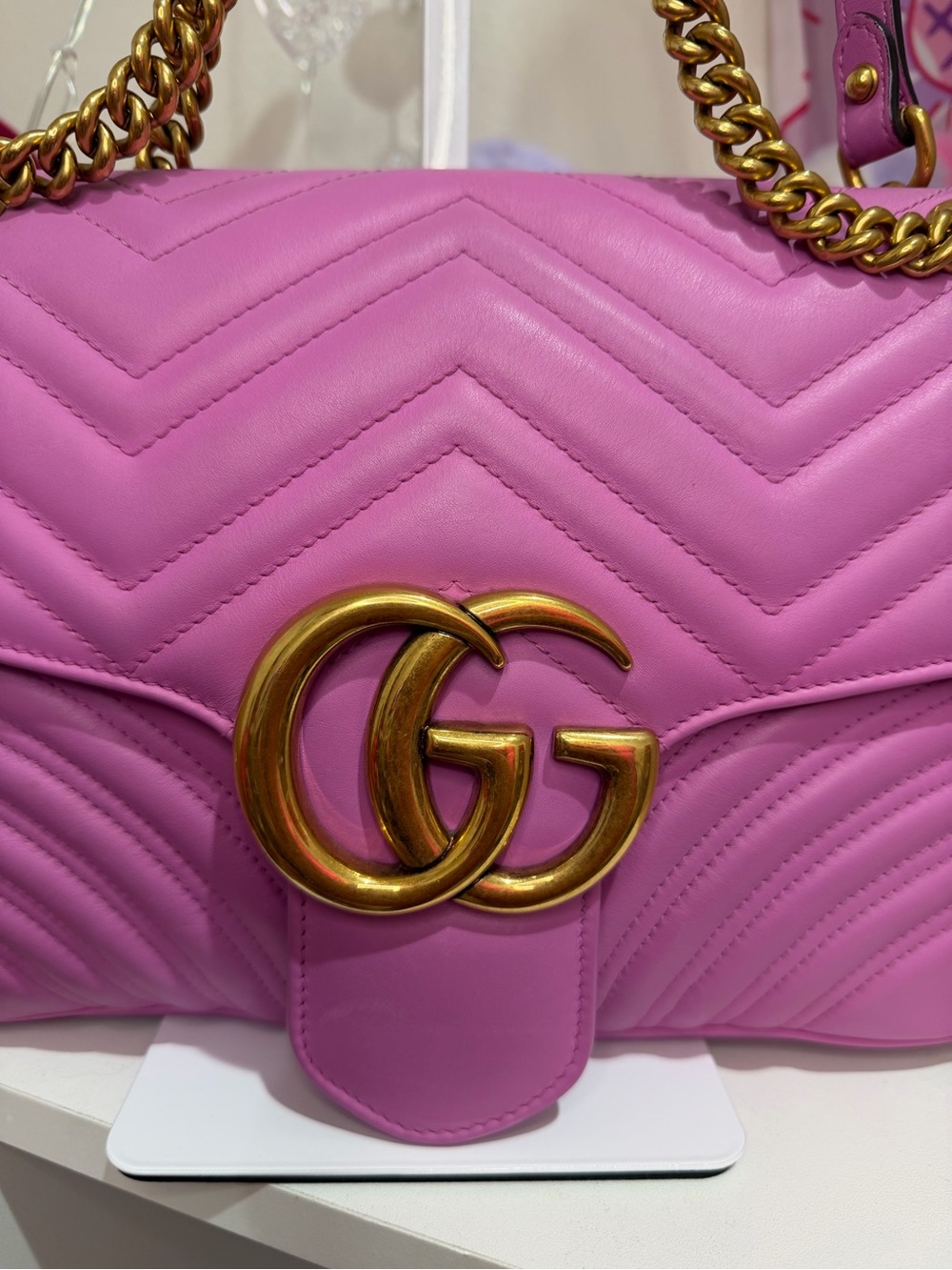 Gucci Pink Quilted GG Marmont Shoulder Bag with Gold Hardware - Picture 3 of 17